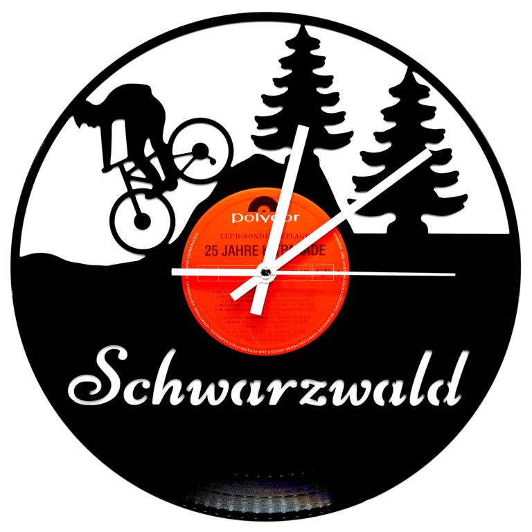 Schallplattenuhr-Schwarzwald-Biker